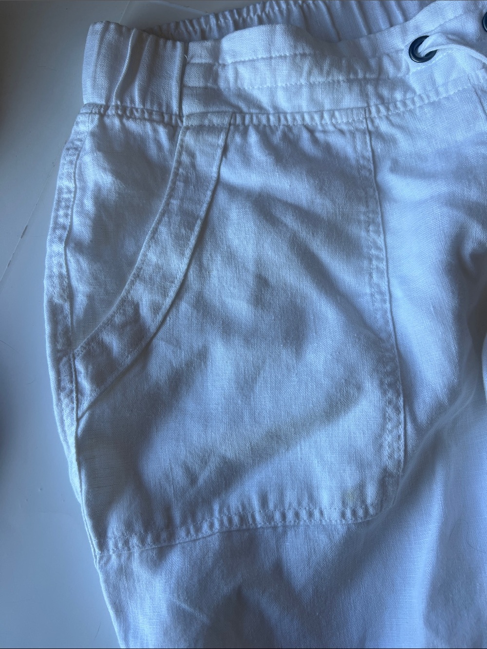 Athleta White Elastic Waist Linen Pants - Picture 10 of 12
